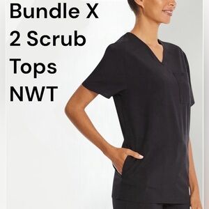 🆕Scrubstar Unisex Core Essentials V-Neck Stretch (Scrub Tops X2) BUNDLE